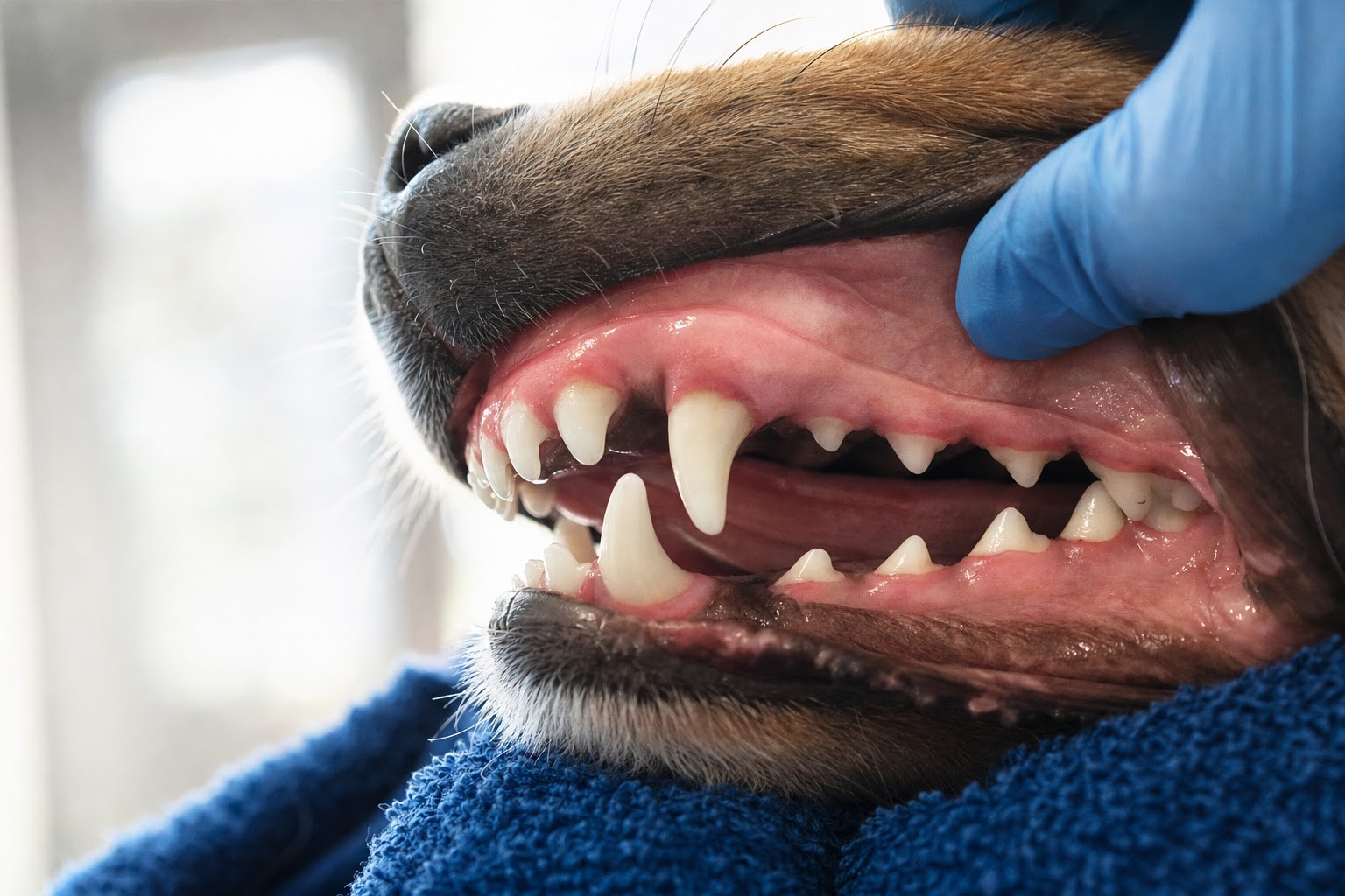 Čistý chrup psa po dentálnej hygiene
