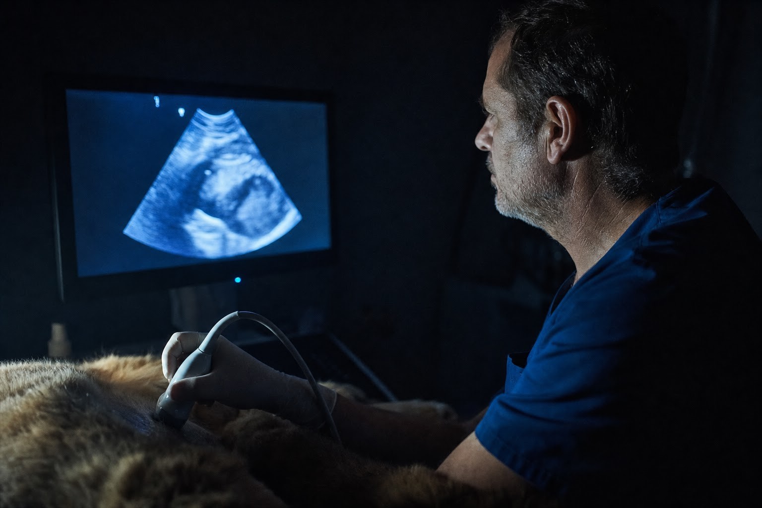 Sonografické vyšetrenie pri svetle monitora